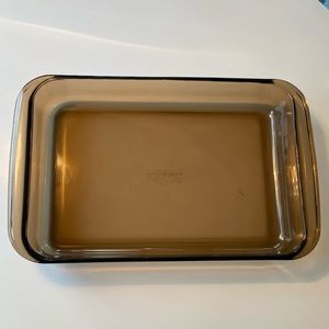 Pyrex Vintage Brown Glass Cake Casserole Pan Dish